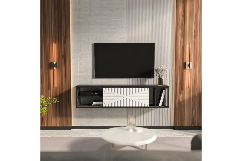 Saller TV-bænk 140 cm - Sort/Hvid - Møbler - TV borde & mediemøbler - TV-borde