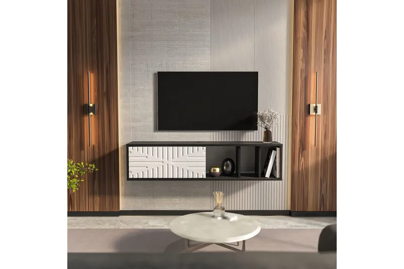 Saller TV-bænk 140 cm - Sort/Hvid - Møbler - TV borde & mediemøbler - TV-borde