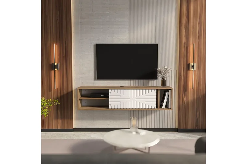 Saller TV-bænk 140 cm - Valnød/Hvid - Møbler - TV borde & mediemøbler - TV-borde