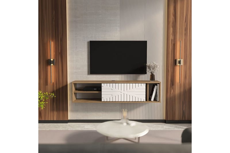 Saller TV-bænk 140 cm - Valnød/Hvid - Møbler - TV borde & mediemøbler - TV-borde