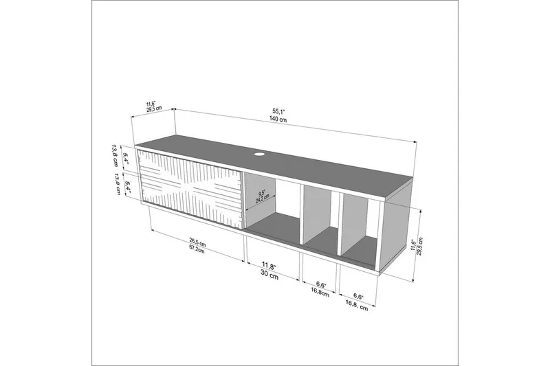 Saller TV-bænk 140 cm - Valnød/Hvid - Møbler - TV borde & mediemøbler - TV-borde
