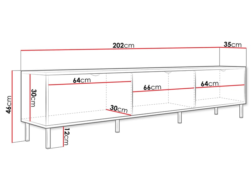 Salmor TV-bænk 202 cm - Hvid - Møbler - TV borde & mediemøbler - TV-borde