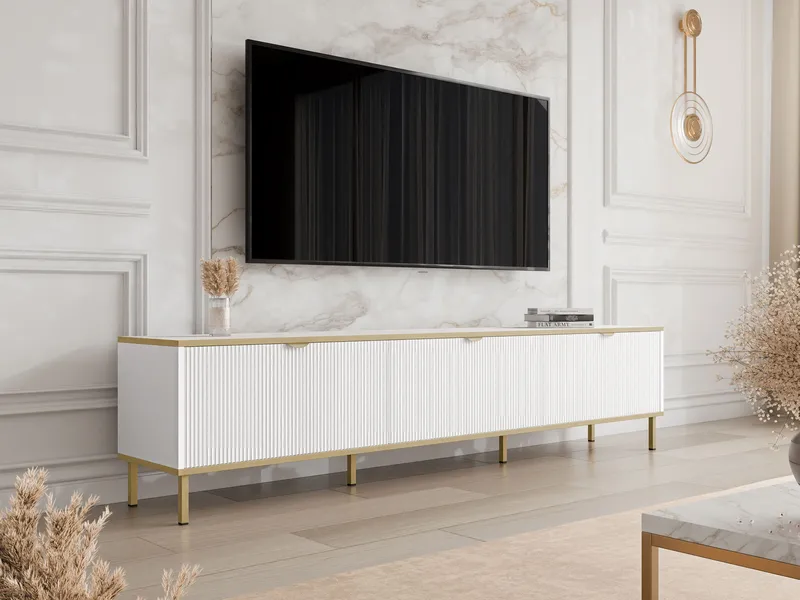 Salmor TV-bænk 202 cm - Hvid - Møbler - TV borde & mediemøbler - TV-borde