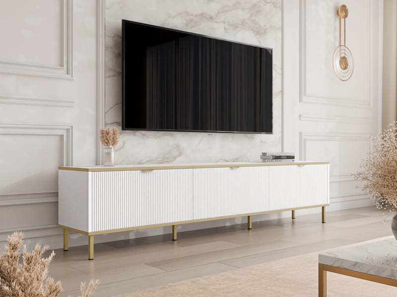 Salmor TV-bænk 202 cm - Hvid - Møbler - TV borde & mediemøbler - TV-borde