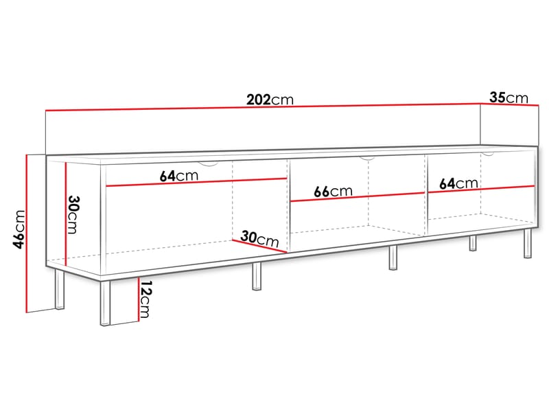 Salmor TV-bænk 202 cm - Hvid - Møbler - TV borde & mediemøbler - TV-borde