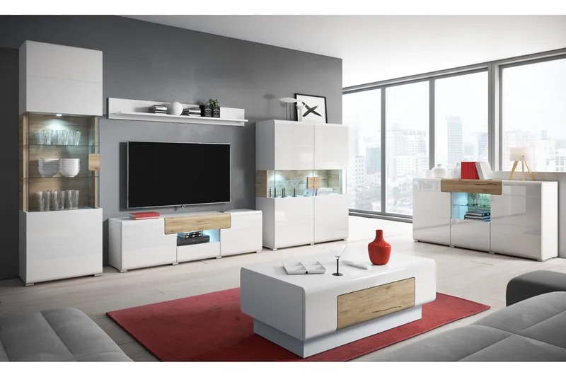Saran tv-bord 208 cm - Træ/hvid - Møbler - TV borde & mediemøbler - TV-borde