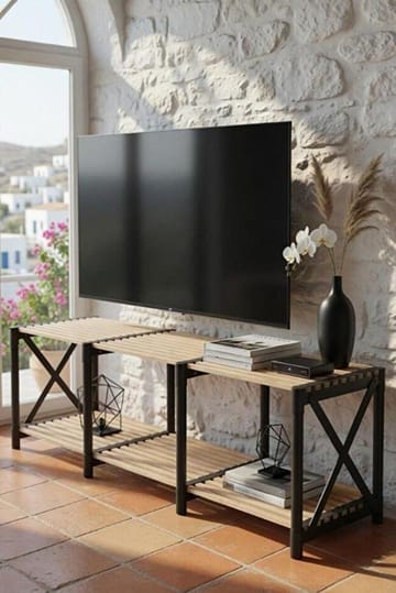 Savor gulvstående tv-bænk 110 cm med opbevaring i lyst træ - Lysebrun - Møbler - TV borde & mediemøbler - TV-borde
