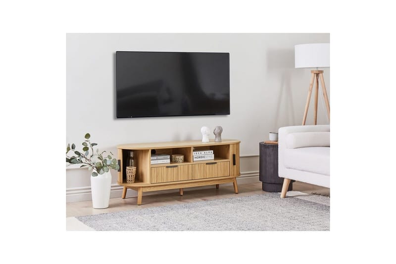 Selah Fritstående Tv-bord 120 cm med Opbevaring i Lyst Træ - Brun - Møbler - TV borde & mediemøbler - TV-borde