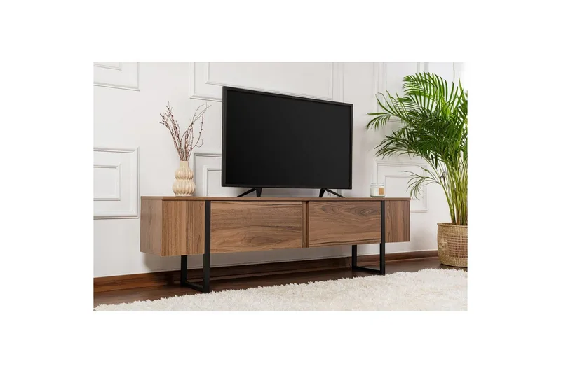 Serenity Gulvstående TV-bænk 180 cm med Opbevaring i Valnød - Brun - Møbler - TV borde & mediemøbler - TV-borde