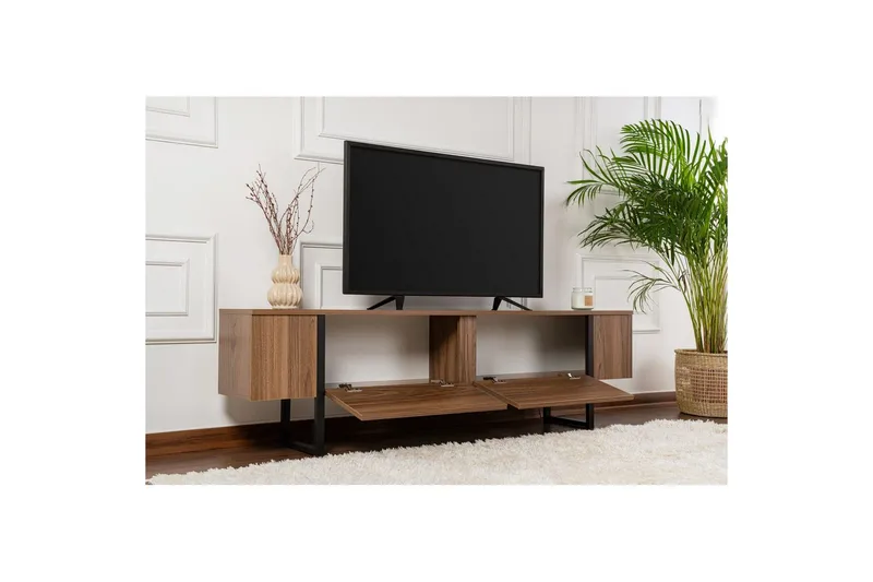 Serenity Gulvstående TV-bænk 180 cm med Opbevaring i Valnød - Brun - Møbler - TV borde & mediemøbler - TV-borde