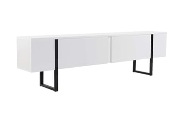 Serenity Gulvstående Tv-bord 180 cm med Opbevaring i Træ med Metalben - Hvid - Møbler - TV borde & mediemøbler - TV-borde