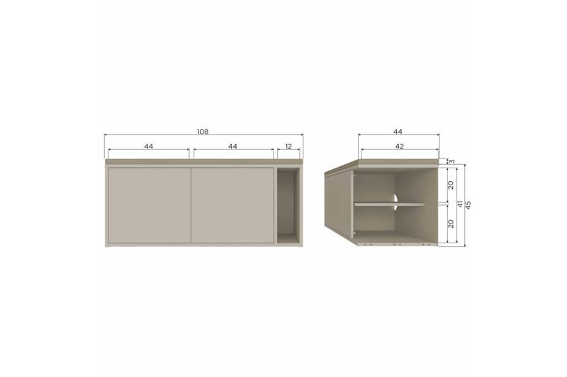 Settle Gulvstående Tv-bord 108 cm med Opbevaring i Fyr - Beige - Møbler - TV borde & mediemøbler - TV-borde