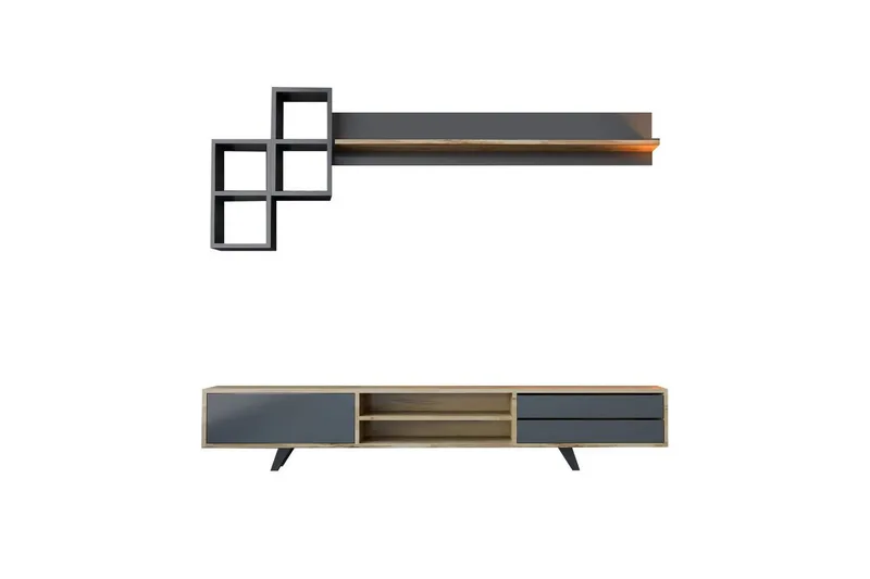 Seyra TV-møbelsæt 180x40 cm, Antracit/Eg
