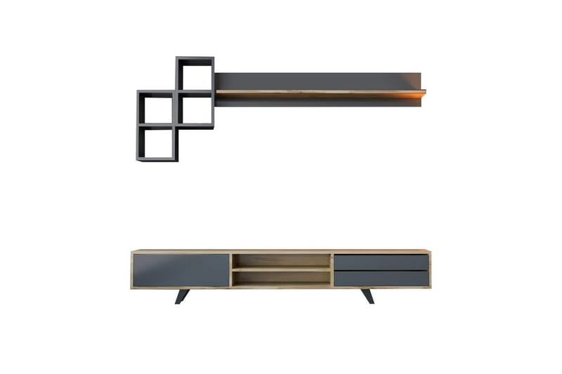 Seyra TV-møbelsæt 180x40 cm, Antracit/Eg
