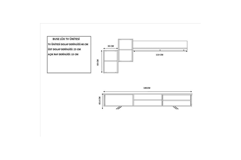 Seyra TV-møbelsæt 180x40 cm - Antracit/Eg - Møbler - TV borde & mediemøbler - Tv-møbelsæt