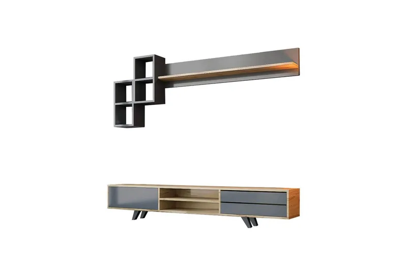 Seyra TV-møbelsæt 180x40 cm - Antracit/Eg - Møbler - TV borde & mediemøbler - Tv-møbelsæt