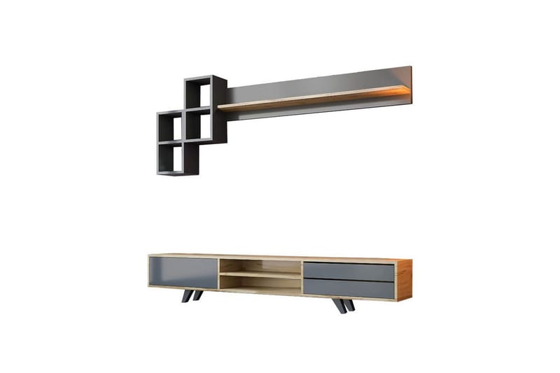 Seyra TV-møbelsæt 180x40 cm - Antracit/Eg - Møbler - TV borde & mediemøbler - Tv-møbelsæt