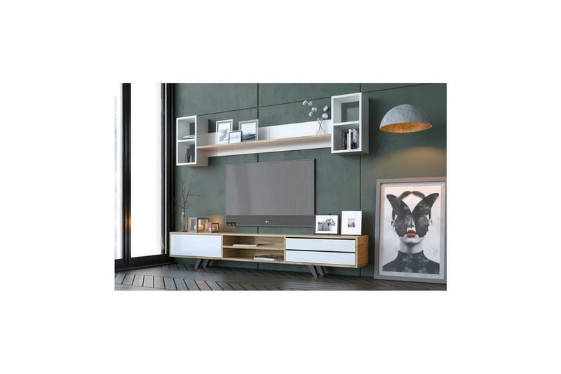 Seyra Tv-stativ 45 cm - Hvid/Eg - Møbler - TV borde & mediemøbler - Mediestativ & vægbeslag