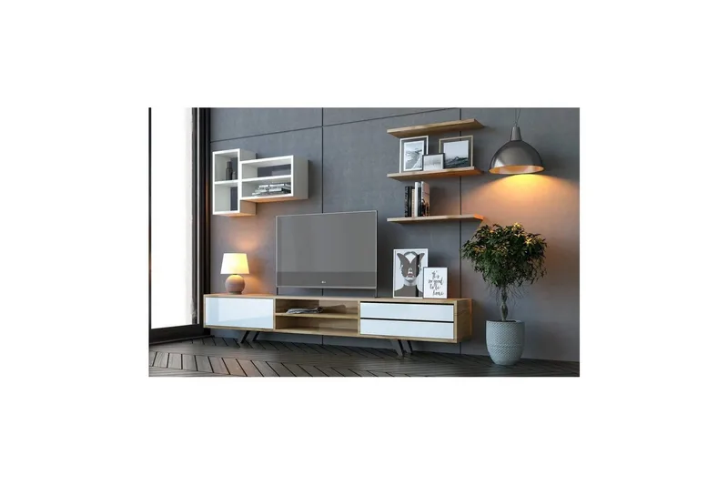 Seyra Tv-stativ 45 cm - Hvid/Eg - Møbler - TV borde & mediemøbler - Mediestativ & vægbeslag