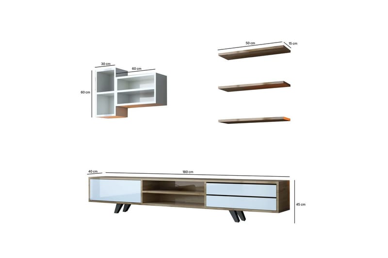 Seyra Tv-stativ 45 cm - Hvid/Eg - Møbler - TV borde & mediemøbler - Mediestativ & vægbeslag