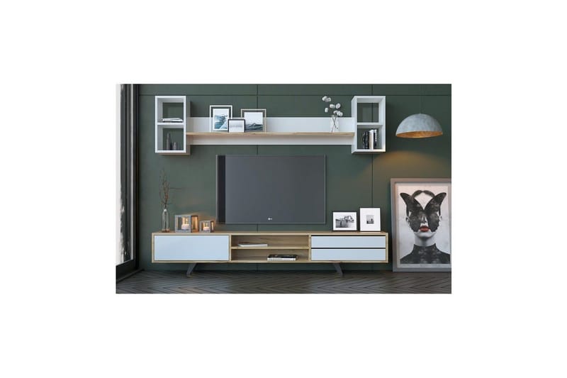 Seyra Tv-stativ 45 cm - Hvid/Eg - Møbler - TV borde & mediemøbler - Mediestativ & vægbeslag