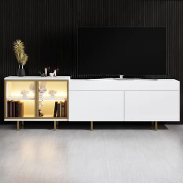 Seyring Fritstående Tv-bord 190 cm med Opbevaring i Lyst Træ - Hvid - Møbler - TV borde & mediemøbler - TV-borde
