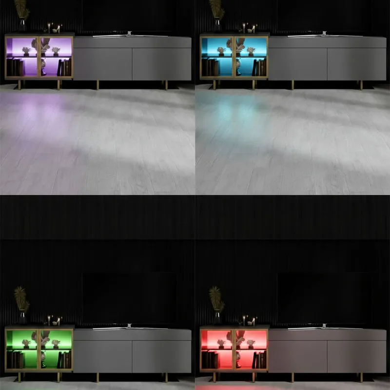 Seyring TV-bænk 190 cm - Antracit og guld - Møbler - TV borde & mediemøbler - TV-borde