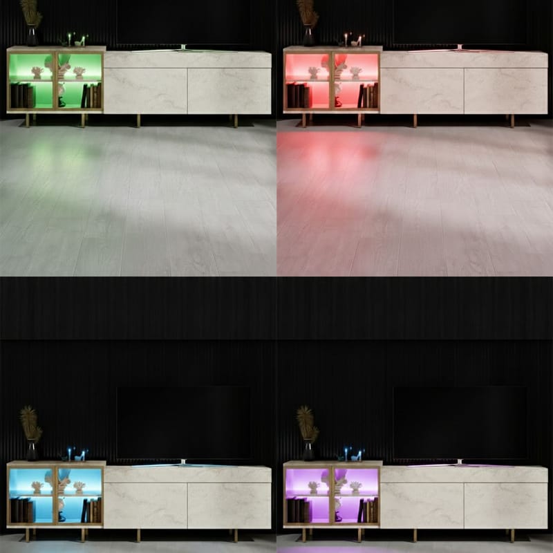 Seyring TV-bænk 190 cm - Travertin og guld - Møbler - TV borde & mediemøbler - TV-borde