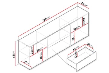 Sherie Fritstående Tv-bord 180 cm med Opbevaring i Malet Træ - Hvid - Møbler - TV borde & mediemøbler - TV-borde