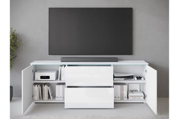 Sherie Fritstående Tv-bord 180 cm med Opbevaring i Malet Træ - Hvid - Møbler - TV borde & mediemøbler - TV-borde