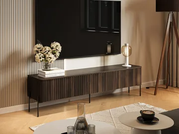 Sherie Fritstående Tv-bord 190 cm med Opbevaring i Mørkt Træ - Brun - Møbler - TV borde & mediemøbler - TV-borde