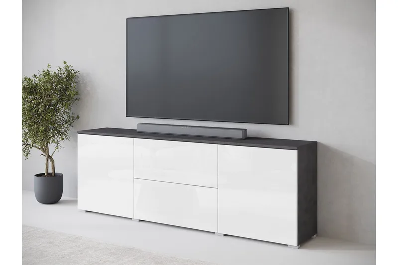 Sherie TV-bænk 180 cm - Hvid / Grå - Møbler - TV borde & mediemøbler - TV-borde