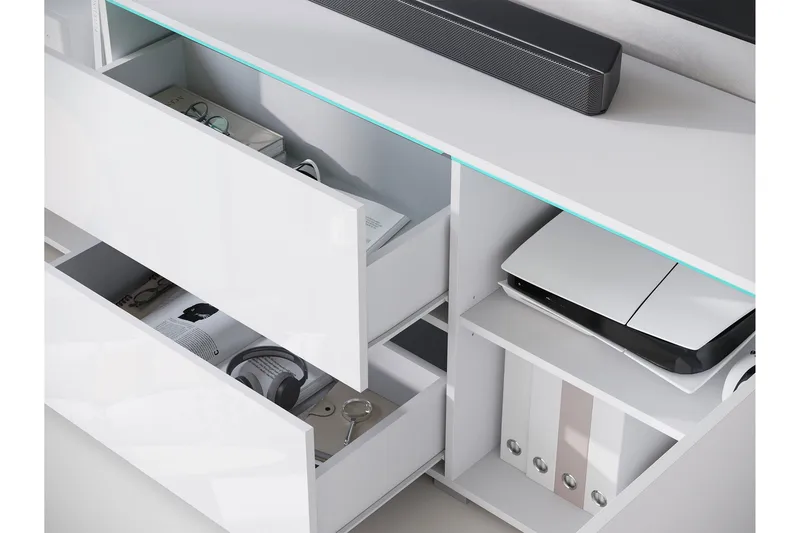 Sherie TV-bænk 180 cm - Hvid / Grå - Møbler - TV borde & mediemøbler - TV-borde