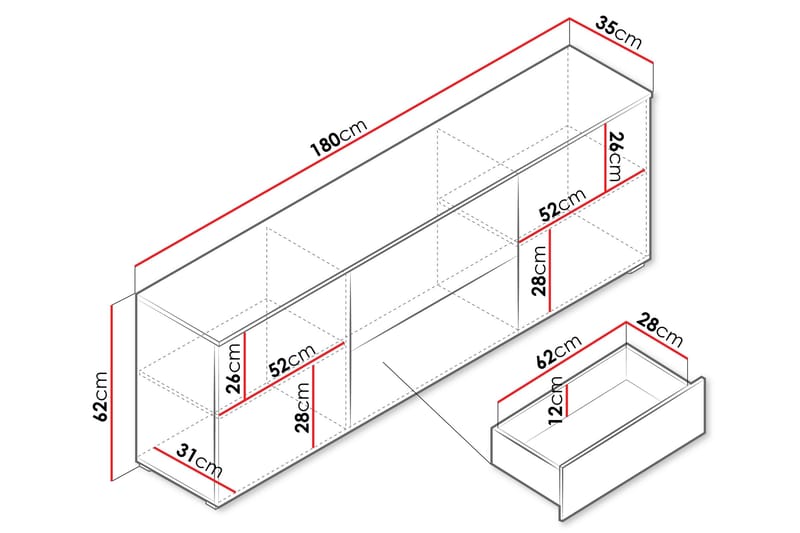 Sherie TV-bænk 180 cm - Hvid - Møbler - TV borde & mediemøbler - TV-borde