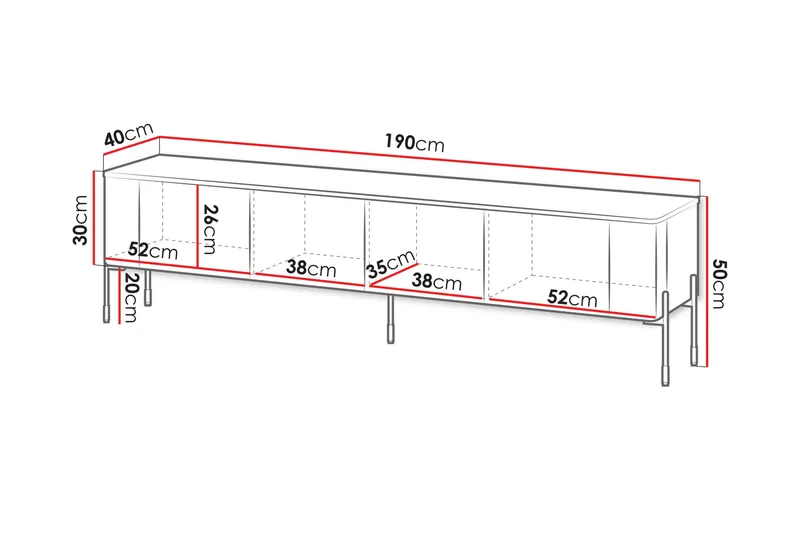 Sherie Tv-Bænk 190x40 cm - Beige - Møbler - TV borde & mediemøbler - TV-borde