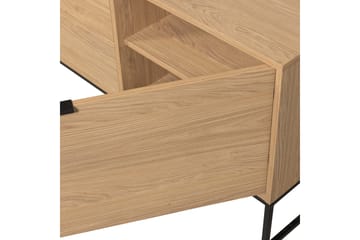 Silas TV-bænk 180 cm med Opbevaring i Træ med Metalunderstel - Beige - Møbler - TV borde & mediemøbler - TV-borde