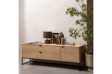 Silas TV-bænk 180 cm med Opbevaring i Træ med Metalunderstel - Beige - Møbler - TV borde & mediemøbler - TV-borde