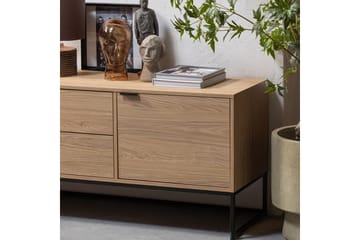 Silas TV-bænk 180 cm med Opbevaring i Træ med Metalunderstel - Beige - Møbler - TV borde & mediemøbler - TV-borde