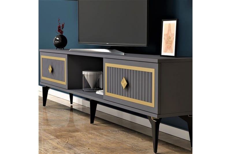 Sivaji Tv-bord 150 cm - Guld/Antracit - Møbler - TV borde & mediemøbler - TV-borde