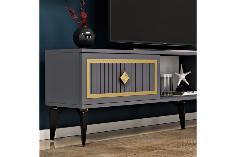 Sivaji Tv-bord 150 cm - Guld/Antracit - Møbler - TV borde & mediemøbler - TV-borde