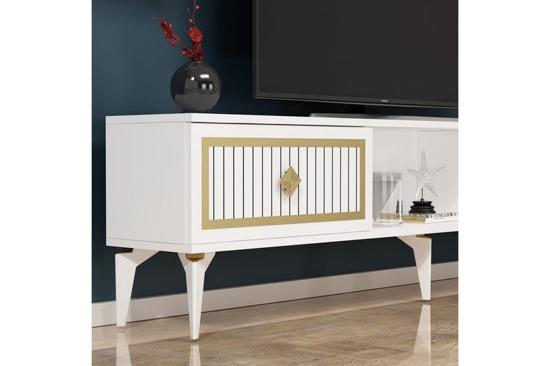 Sivaji Tv-bord 150 cm - Guld/Hvid - Møbler - TV borde & mediemøbler - TV-borde