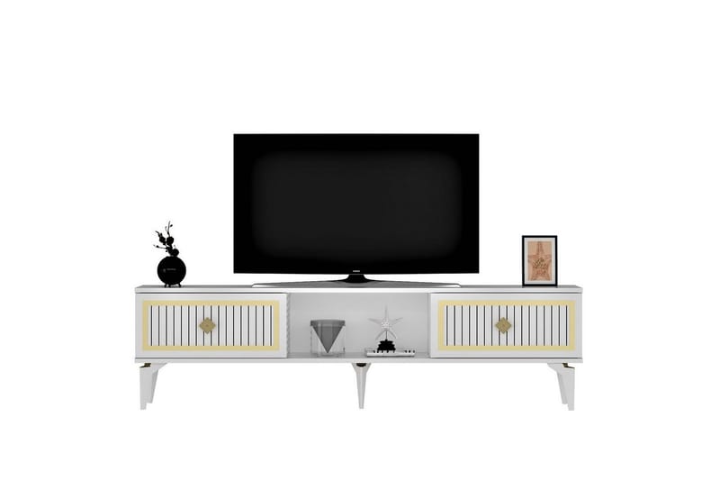 Sivaji Tv-bord 150 cm - Guld/Hvid - Møbler - TV borde & mediemøbler - TV-borde