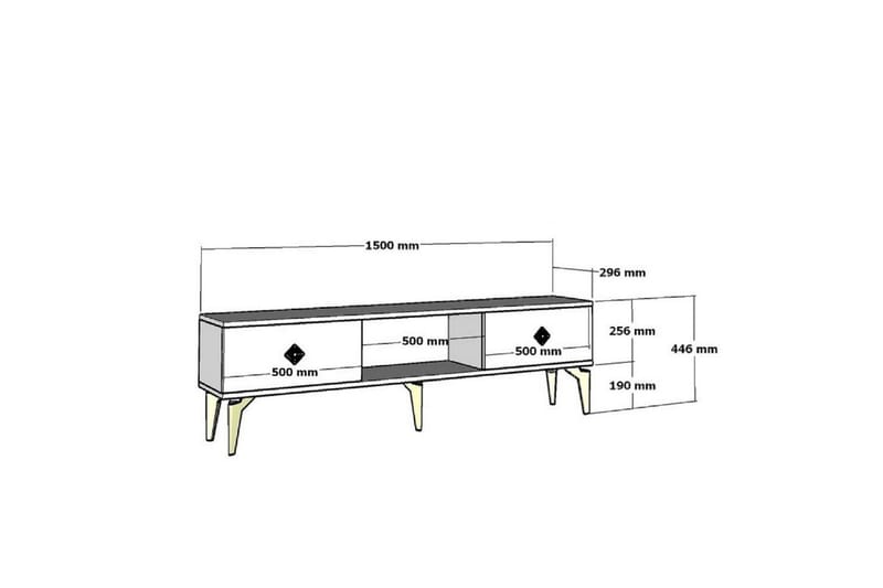 Sivaji Tv-bord 150 cm - Hvid/Sølv - Møbler - TV borde & mediemøbler - TV-borde