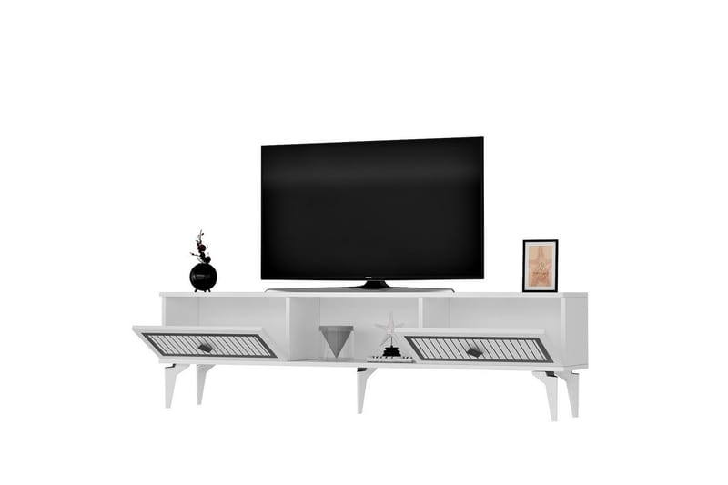 Sivaji Tv-bord 150 cm - Hvid/Sølv - Møbler - TV borde & mediemøbler - TV-borde