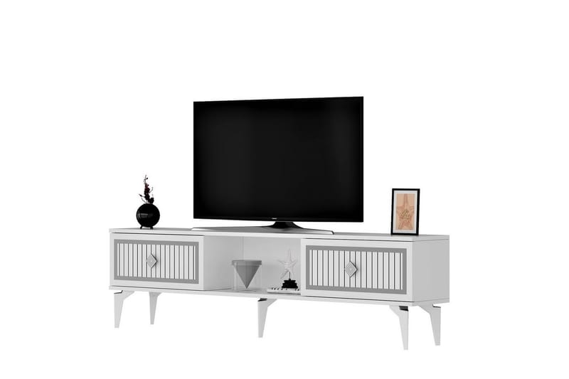 Sivaji Tv-bord 150 cm - Hvid/Sølv - Møbler - TV borde & mediemøbler - TV-borde