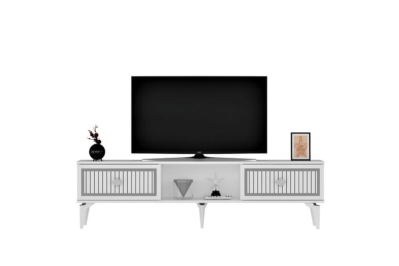 Sivaji Tv-bord 150 cm - Hvid/Sølv - Møbler - TV borde & mediemøbler - TV-borde