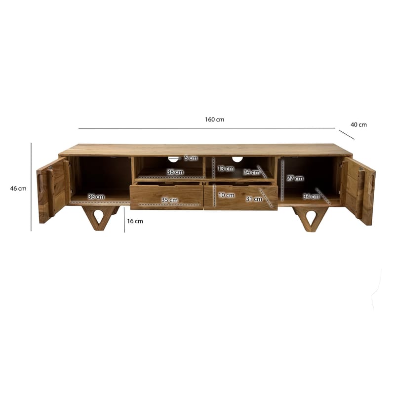 Sorric TV-bænk 160 cm - Varm lysebrun - Møbler - TV borde & mediemøbler - TV-borde