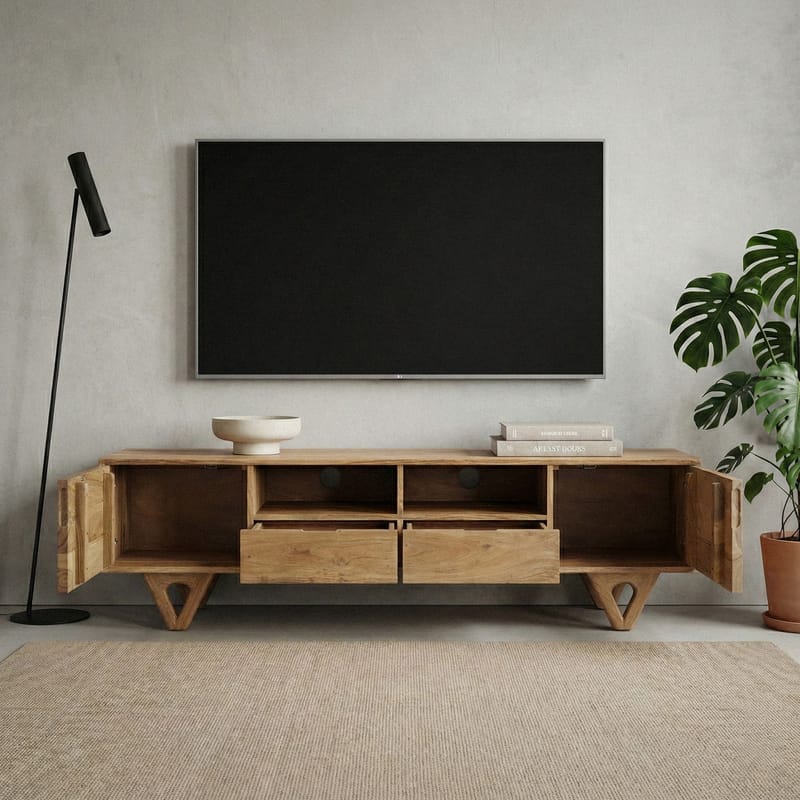 Sorric TV-bænk 160 cm - Varm lysebrun - Møbler - TV borde & mediemøbler - TV-borde