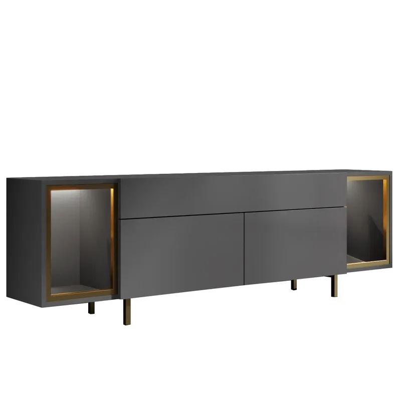 Sosan TV-bænk 180x55x32 cm - Antracit og guld - Møbler - TV borde & mediemøbler - TV-borde