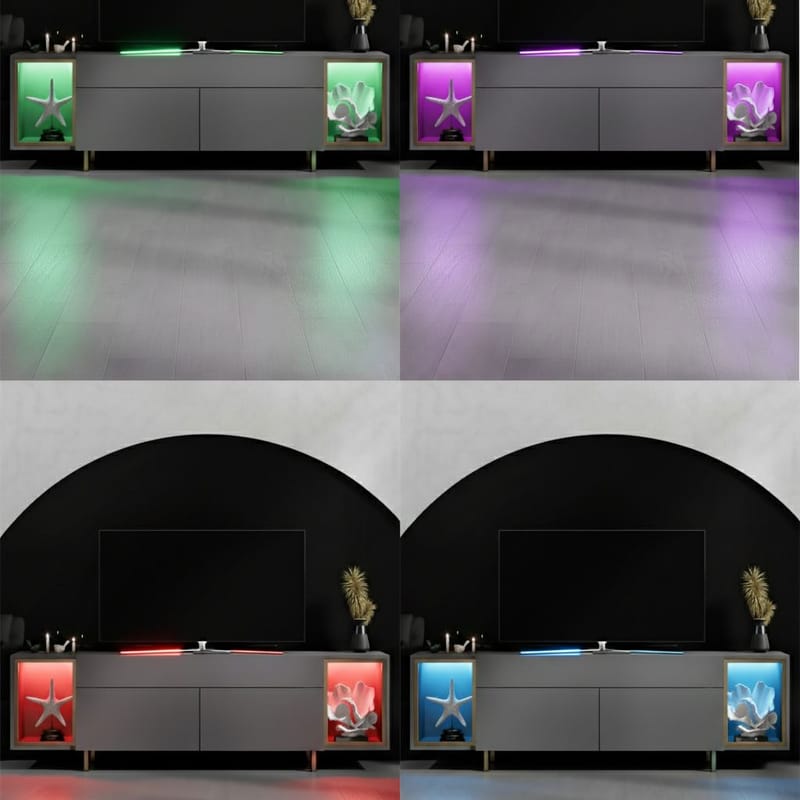 Sosan TV-bænk 180x55x32 cm - Antracit og guld - Møbler - TV borde & mediemøbler - TV-borde